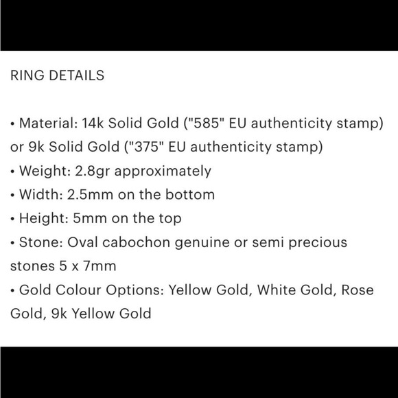 9k gold ring with moonstone cabochon size 5.5 - Picture 8 of 8